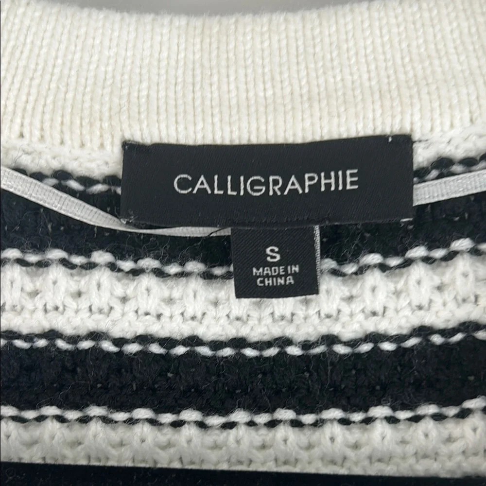 Calligraphie Striped Black and White Women's Sweater | S - Picture 4 of 5